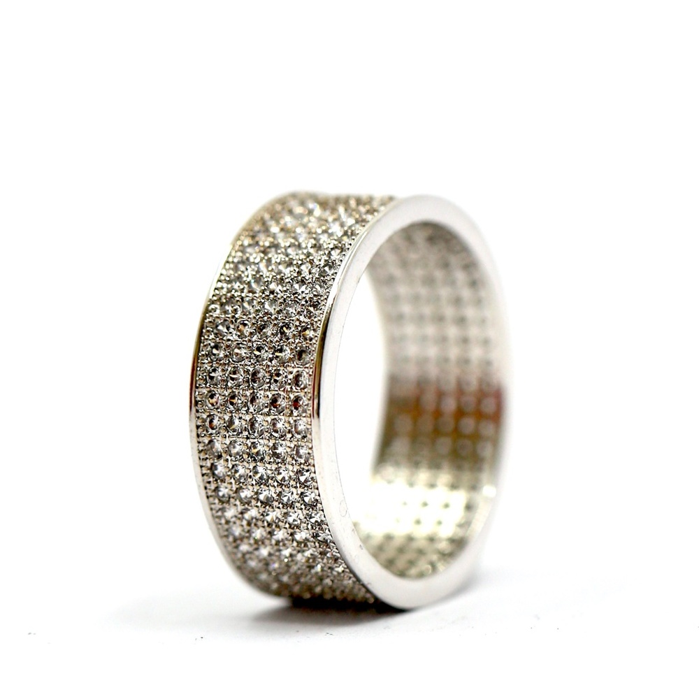 18k Gold Dipped White Topaz Pave Band - image 6